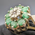 British Vintage Jewelry Emerald & Diamond Sterling Silver Ring